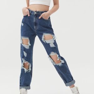 BDG High-Waisted Mom Jean — Destroyed Medium Wash